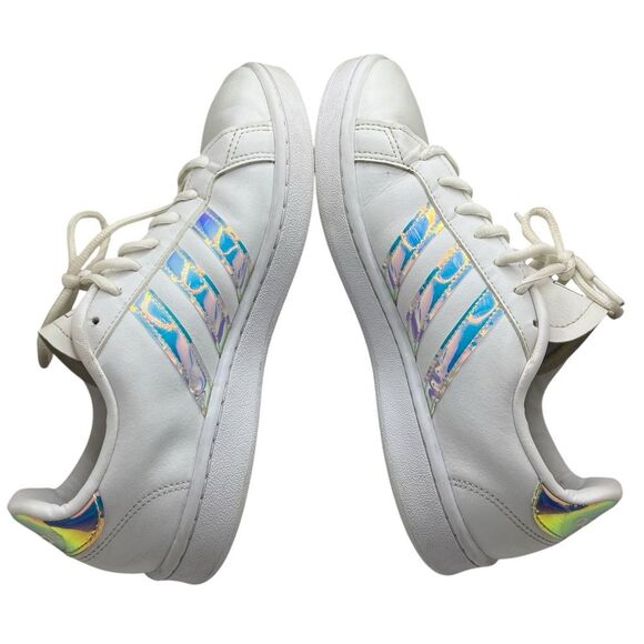 adidas White Athletic Shoes with Multicolor Stripes - Picture 2 of 13